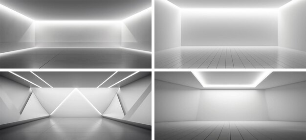 Dreidimensionale eck-render-perspektive zeigt schatten 3d-halle innenstruktur