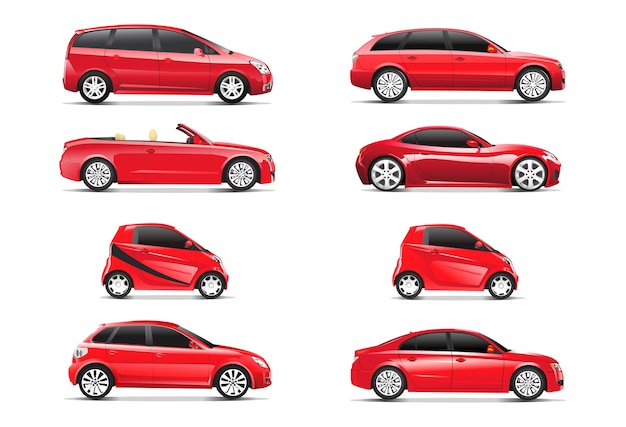 Dreidimensionales bild des roten autos getrennt auf weißem hintergrund