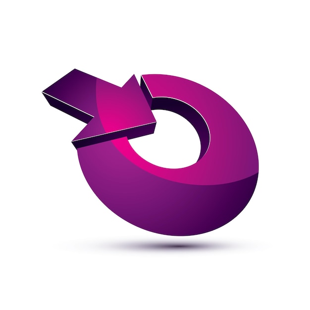 Dreidimensionales Vektorsymbol mit einem Pfeil, der in das Ziel gerichtet ist. Erreichen Sie das konzeptionelle 3D-Symbol für das Zielgeschäft.