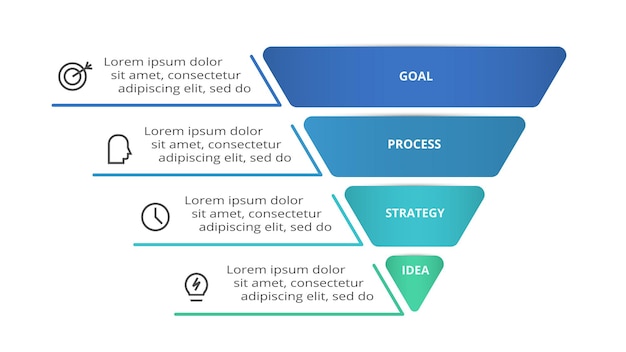 Dreieck mit 4 elementen infografik-vorlage für web-business-präsentationen vektorillustration visualisierung von geschäftsdaten