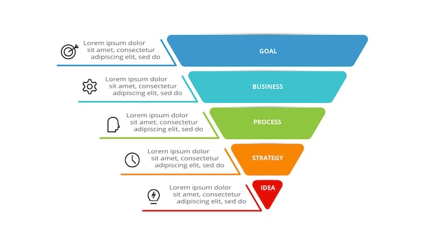 Dreieck mit 5 elementen infografik-vorlage für web-business-präsentationen vektorillustration visualisierung von geschäftsdaten