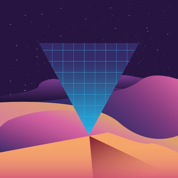 Dreieck-Pyramide futuristische Neo Retro Wave Style Background