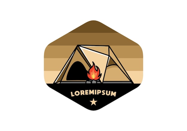 Dreieckcampingzelt und lagerfeuerillustrationsdesign