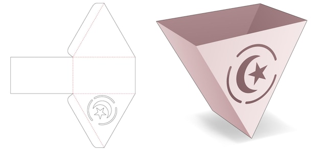Dreieckige containerbox mit gestanzter schablone der tunesien-flagge