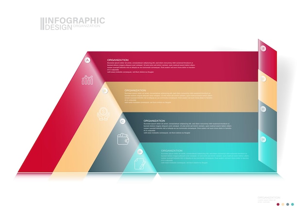 Dreiecksdiagramm folienvorlage stock illustration dreiecksform infografik vier objekte symbole