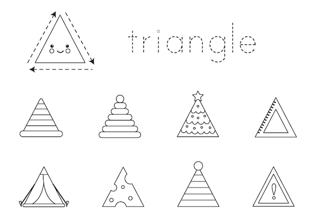 Dreiecksform für kinder lernen. grundlegende 2d-formen.