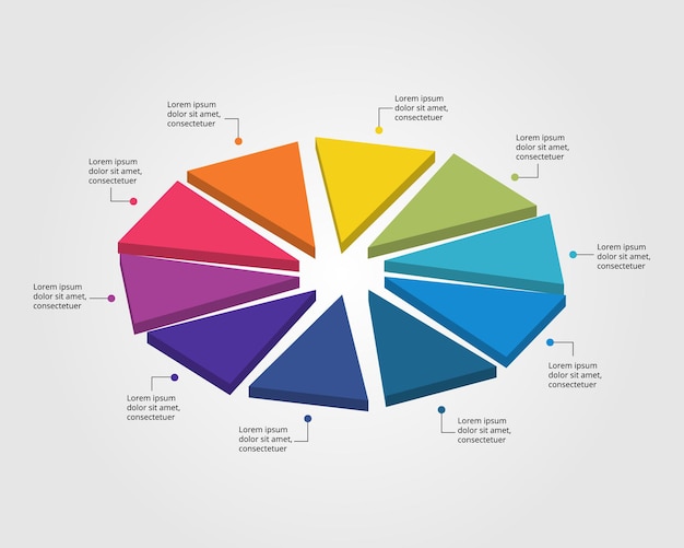 Dreiecksvorlage für infografik zur präsentation für 10 elemente