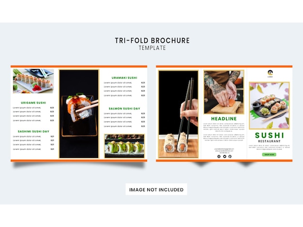 Dreifach gefaltete Broschürenvorlage für den internationalen Sushi-Tag Premium Vector