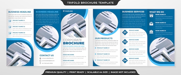 Dreifach gefaltete broschürenvorlage mit minimalistischem stil für das geschäftsportfolio
