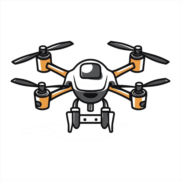 Drone-icon-logo-vorlage für fliegende drohnen mit aktionskamera-vektorillustration