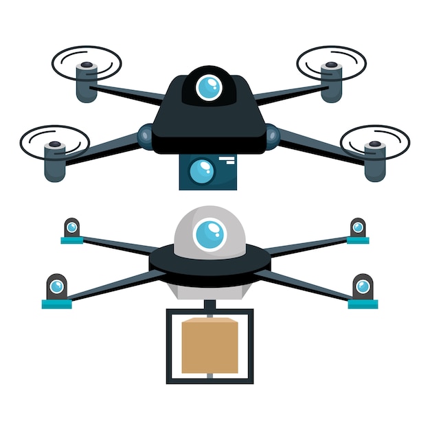 Vektor drone-technologie grafik der karikatur zwei