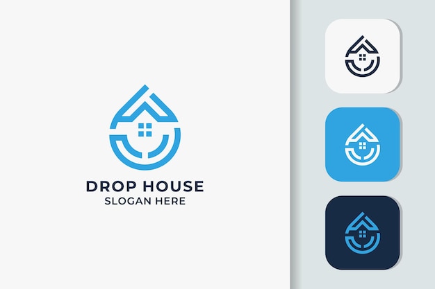 Vektor drop-house-logo-design mit linienkonzept