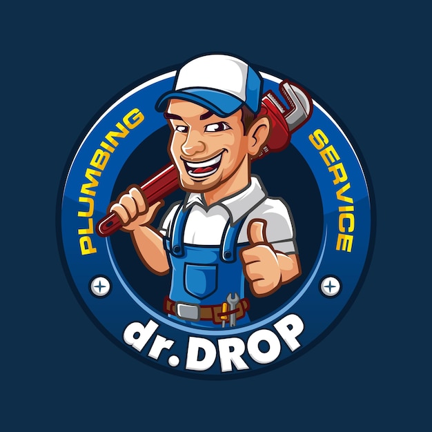 Drop Plumb Plumbing Maskottchen Logo