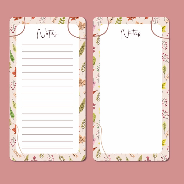 Druckbare Printnotizen png Vektorillustration rosa täglich monatlich wöchentlich Blätter grün blau