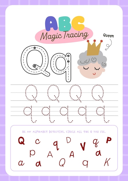 Druckbares Arbeitsblatt mit niedlicher Kawaii-Alphabet-Verfolgungsaktivität für Kinder, Spaß beim Lernen