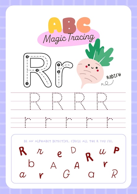 Druckbares Arbeitsblatt mit niedlicher Kawaii-Alphabet-Verfolgungsaktivität für Kinder, Spaß beim Lernen