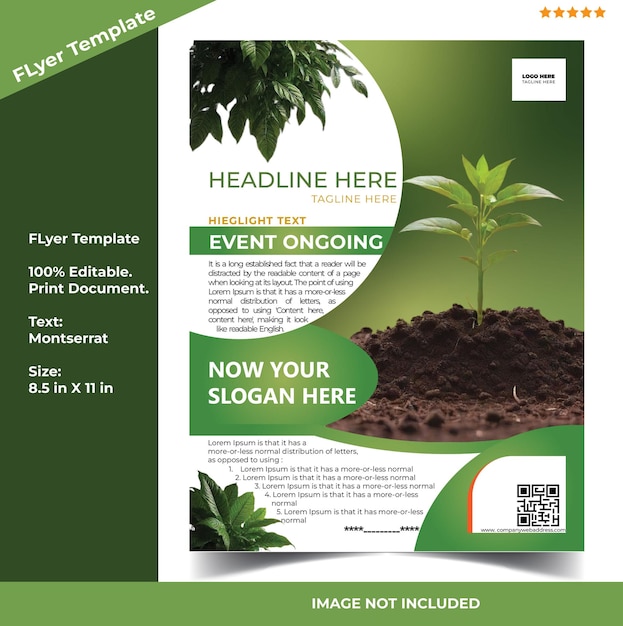 Druckbares Flyer-Design für eine Baumplantage