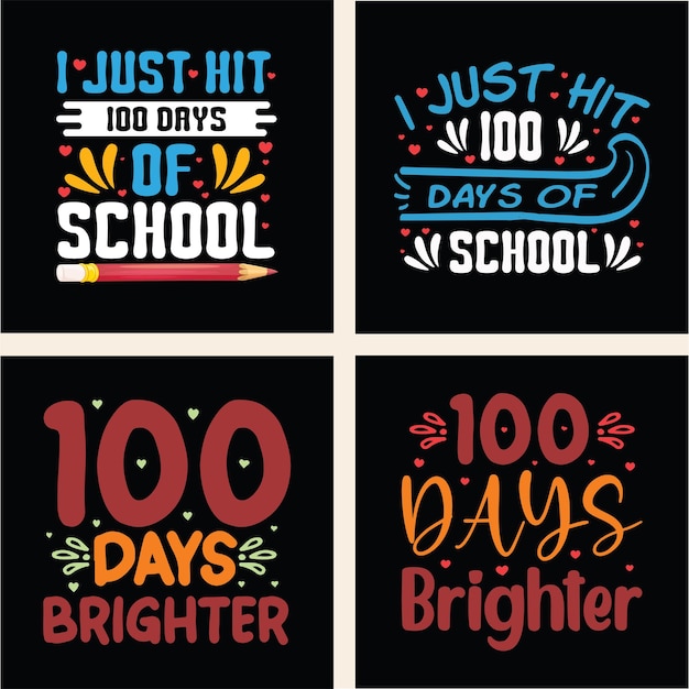 Drucken sie 100 tage schule-svg-t-shirt-designpaket