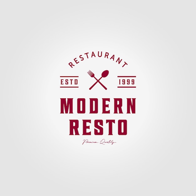 Drucken typografie restaurant logo vektor vintage illustration design löffel gabel konzept