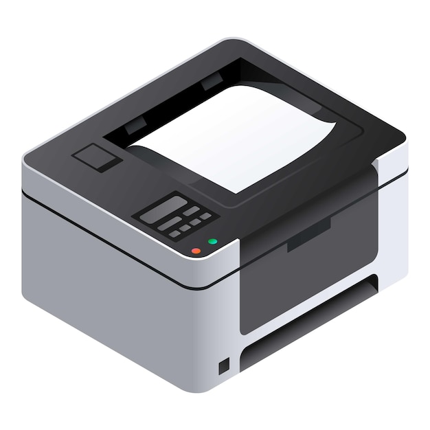 Drucker-Symbol Isometrie des Drucker-Vektor-Symbols für Webdesign isoliert auf weißem Hintergrund