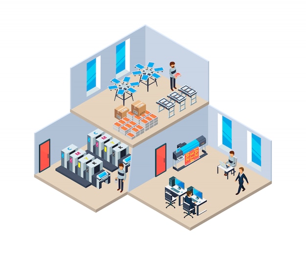 Druckerei. Produktionsindustrie Polygraphie Drucktechnologie Unternehmen Innenraum der Druckerei