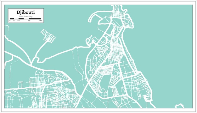 Vektor dschibuti-stadtplan im retro-stil. übersichtskarte. vektor-illustration.