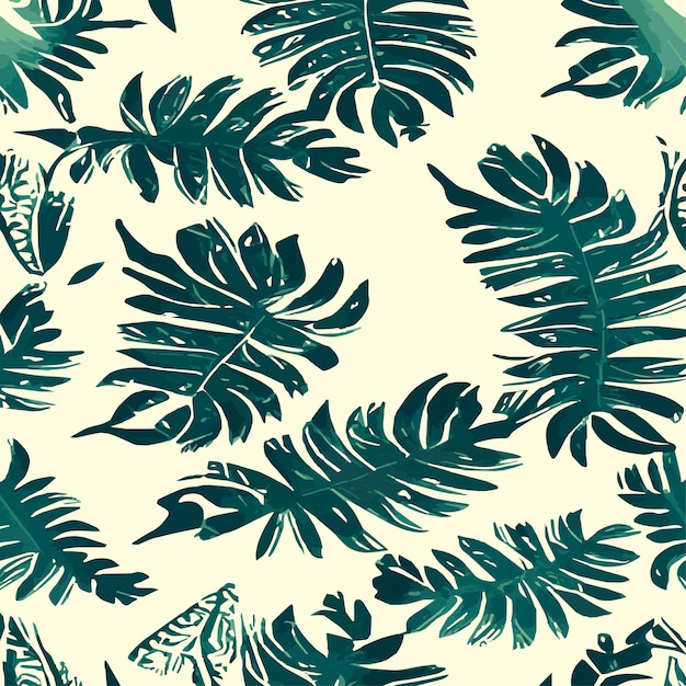Dschungel-Vektor-Illustration mit tropischen Blättern patern Trendiger Sommerdruck Exotisches nahtloses Muster türkis