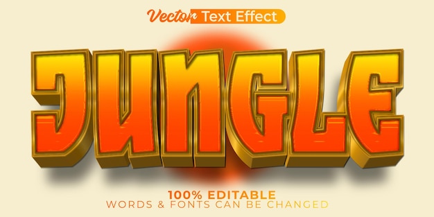 Dschungel-Vektor-Text-Effekt Bearbeitbares Alphabet-Wald-Tropik-Wildtiere-Tier-Regenwald