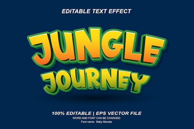 Dschungelreise-Banner-Textstil-Effekt 3D-bearbeitbares Vektordesign