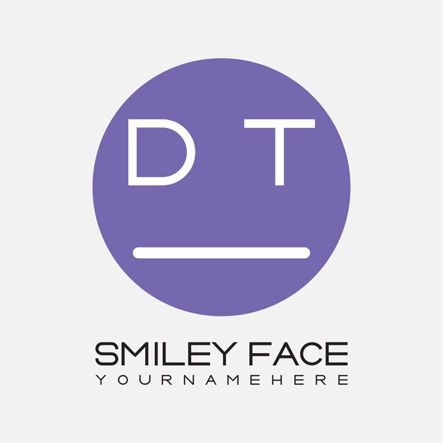 DT-Initialmonogram für das Smiley-Logo mit kreisförmigem Design