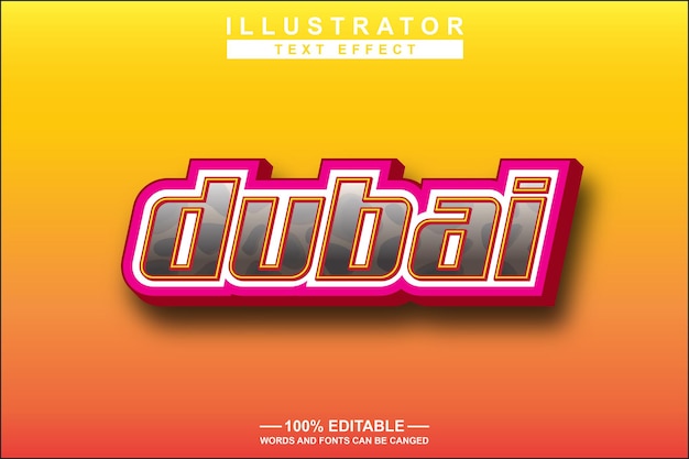 Vektor dubai 3d-texteffekt bearbeitbar