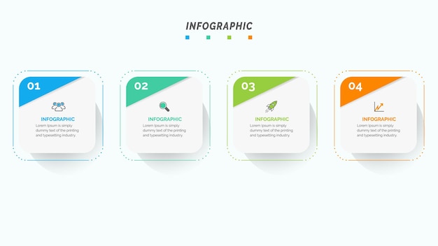 Dünne Linie flache Infografik-Designelemente mit Marketing-4-Symbolen