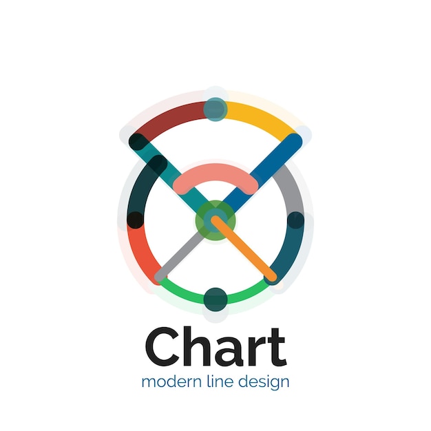 Dünne liniendiagramm-logo-design grafiksymbol modernen, farbenfrohen, flachen stil