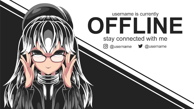 Düstere frau anime offline-banner für twitch