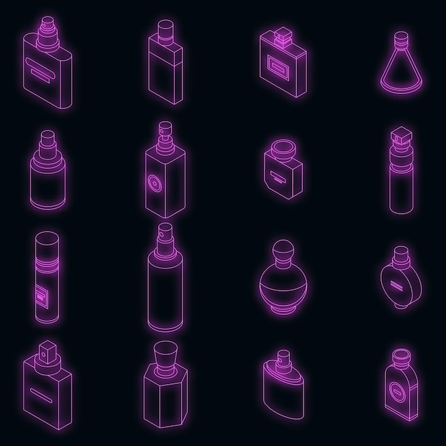 Duftflaschen-symbole setzen vektorneon