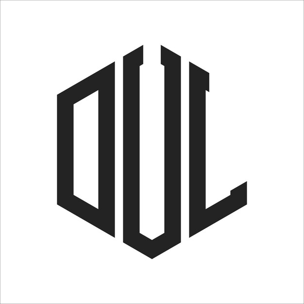 DUL-Logo-Design Anfangsbuchstaben DUL-Monogramm-Logo in sechseckiger Form