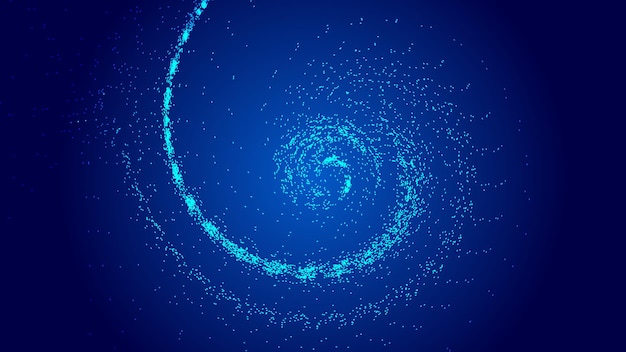 Dunkelblaue kosmische vortex-partikelnetzwerktechnologie big data abstrakter vektorhintergrund