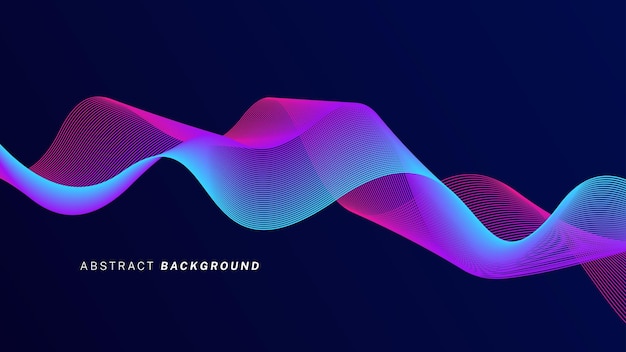 Dunkelblauer abstrakter Hintergrund mit leuchtenden Wellen Glänzende bewegliche Linien Designelement Futuristisches Technologiekonzept Vektorillustration