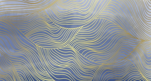Dunkelblauer flüssiger Aquarellhintergrund mit luxuriösen goldenen Linien