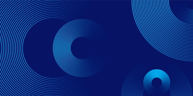 Dunkelblauer Hintergrund Abstrakte blaue glühende geometrische Linien Moderne glänzende blaue Gradientkreislinien