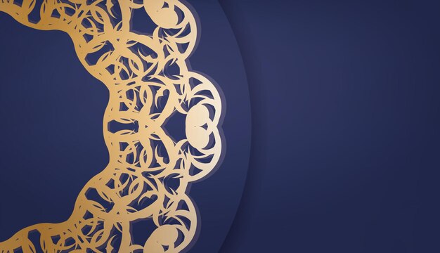 Dunkelblauer Hintergrund mit griechischem Goldmuster und Platz für Ihr Logo oder Ihren Text