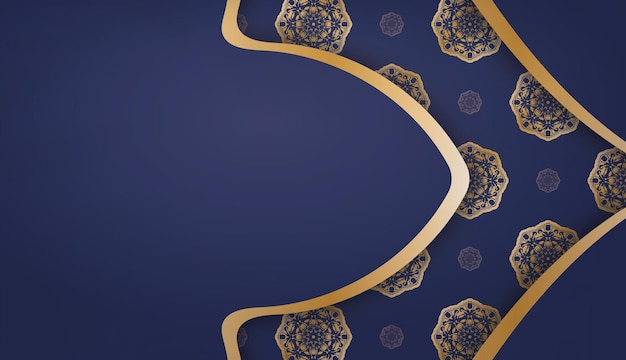 Dunkelblaues Banner mit griechischem Goldmuster zur Gestaltung unter Ihrem Logo oder Text