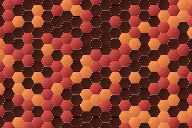 Dunkelbrauner und orangefarbener farbverlauf hexagon abstrakter vektorhintergrund design mit wabenformmuster