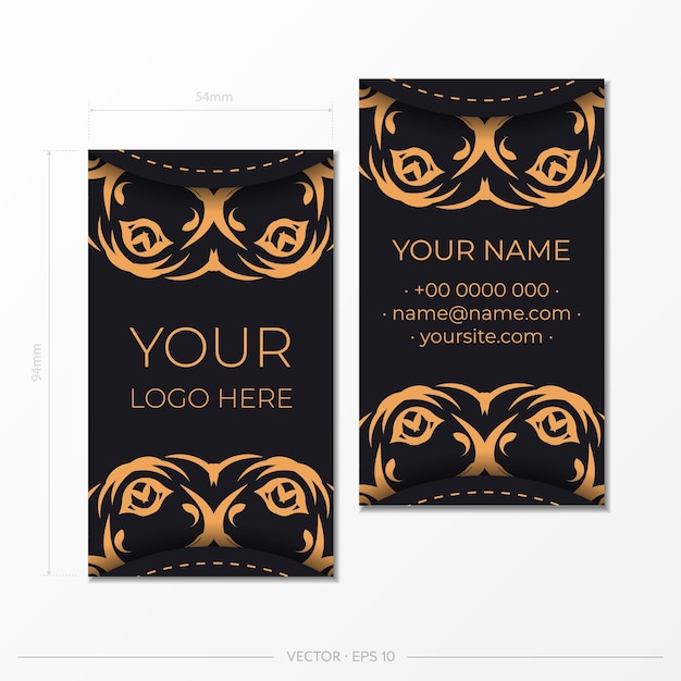 Dunkelfarbige Visitenkarten mit abstrakten Ornamenten Vorlage für Druckdesign-Visitenkarte mit Monogrammmustern