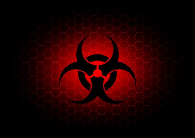 Vektor dunkelroter hintergrund des abstrakten biohazard-symbols