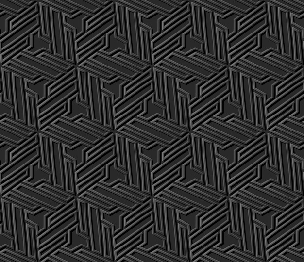 Vektor dunkler papierkunst islamische geometriekreuzmuster nahtloser hintergrund