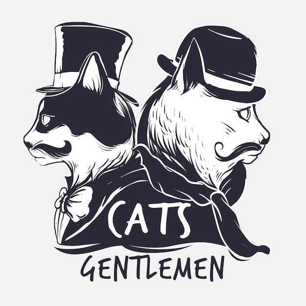 Duo gentlemen katze mit coolem kostüm