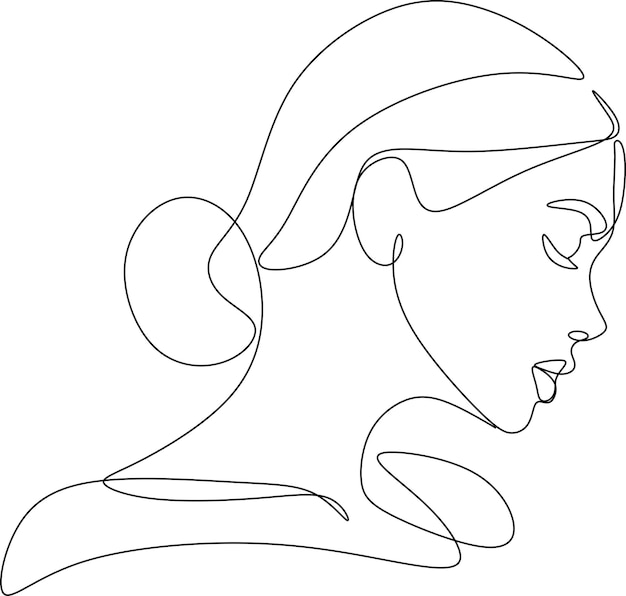 Durchgehende linie eine linie gesicht avatar profil frisur mode handgezeichnete illustration vektor schön