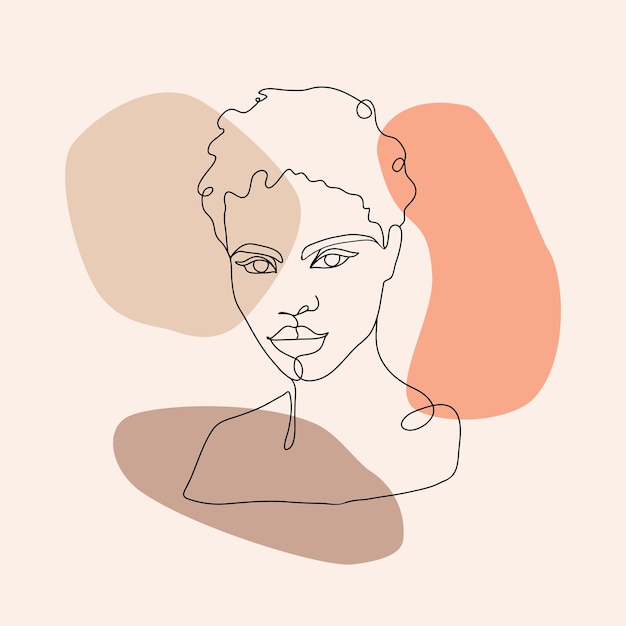 Durchgehende Linie weibliche Silhouette Frauengesicht im minimalistischen Stil Trendige Vektorillustration