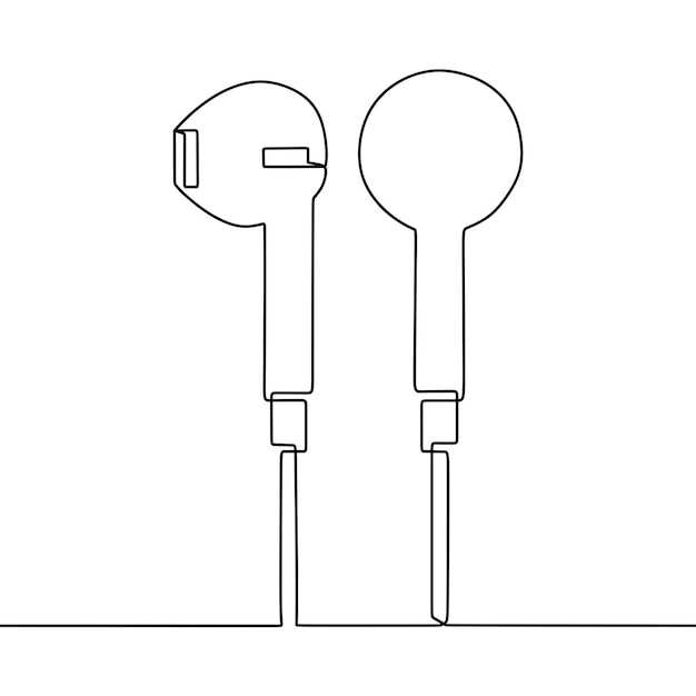 Durchgehende linienzeichnung auf dem kopfhörer